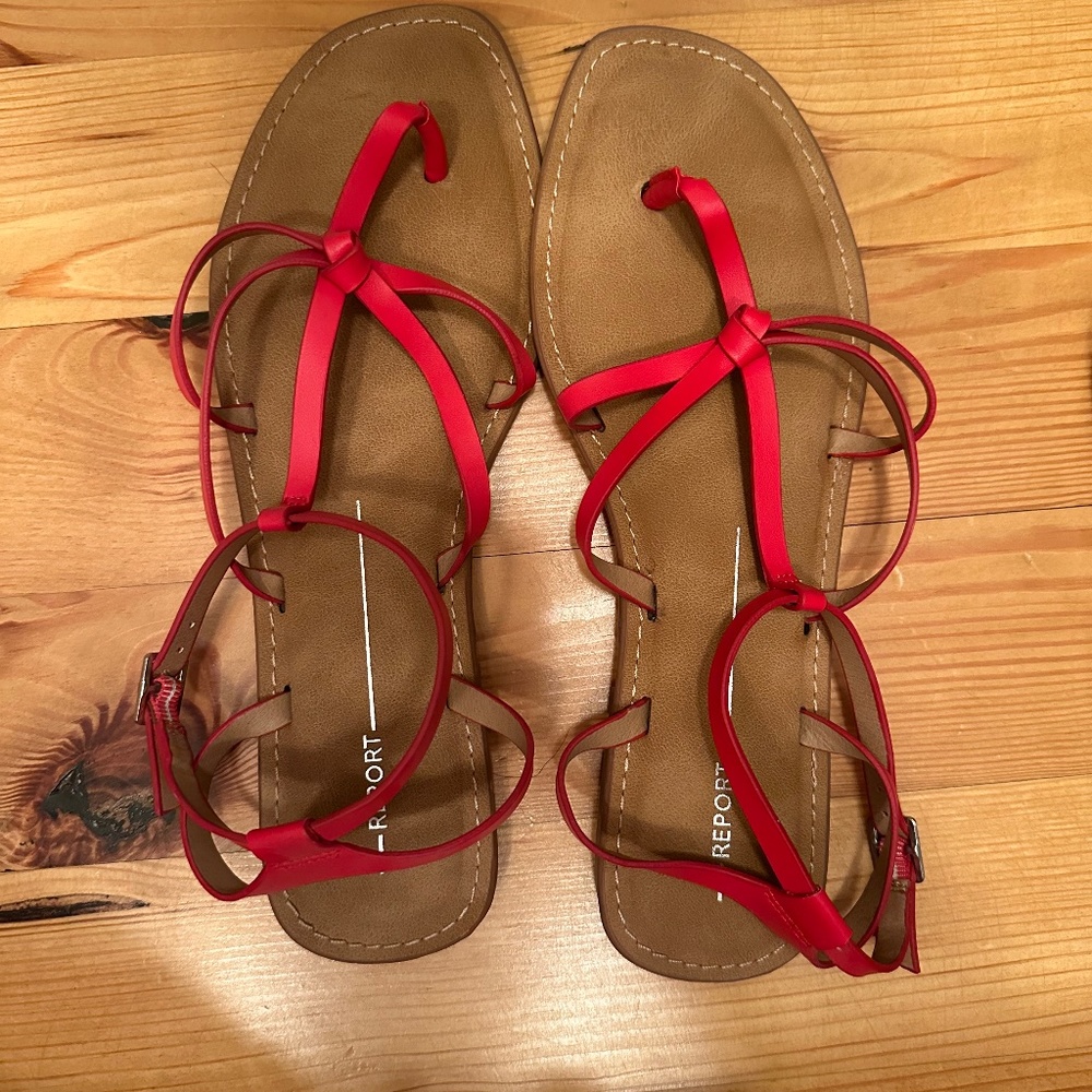 Red strappy sandals